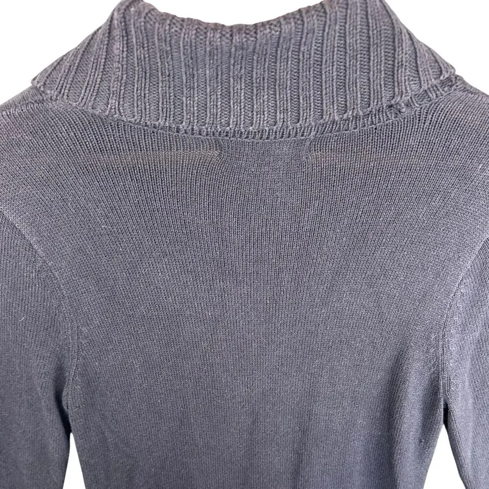 Michael Kors Navy Blue Cowl Neck Double Buckle Faux-Wrap Sweater Dress Women M